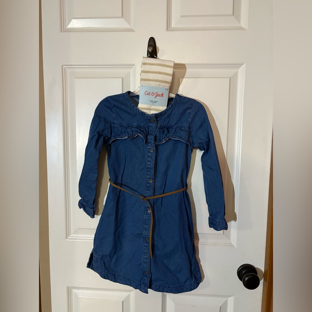 Carter’s denim dress and footless tights size 6x